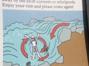 Des siècles, avant Heidegger, Héraclite l'a dit "On ne se baigne jamais deux fois dans le même fleuve"- ce qui est très vrai du côté des chutes du Potomac. Si vous vous baignez une fois, cela risque bien d'être la dernière...Les Park Rangers vous souhaitent tout de même une bonne journée !